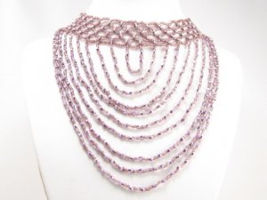SN091 Elegant Purple Cocktail Victorian Style Beads Necklace Best Gift Idea