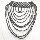 SN092 Elegant Black Cocktail Victorian Style Beads Necklace Best Gift Idea