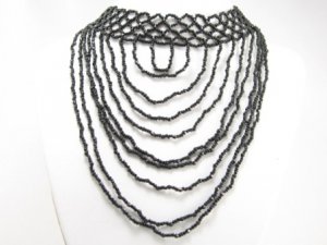 SN092 Elegant Black Cocktail Victorian Style Beads Necklace Best Gift Idea