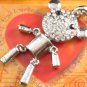 SN093 Elegant 26" Long Crystal Bear Robot Silver Pendant Necklace Best Gift Idea