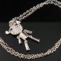 SN093 Elegant 26" Long Crystal Bear Robot Silver Pendant Necklace Best Gift Idea