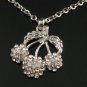sn095 Elegant 26" Long Crystal Cherry Silver Pendant Necklace Best Gift Idea