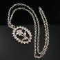 sn096 Elegant 26" Long Crystal Oval Floral Silver Pendant Necklace Best Gift Idea