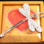 Elegant 26" Long Crystal Dragonfly Silver Pendant Necklace Best Gift Idea