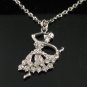 SN099 Elegant 26" Long Crystal Ballet Dancer Silver Pendant Necklace Best Gift Idea