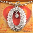 SN100 Elegant 26" Long Crystal Oval Silver Pendant Necklace Best Gift Idea