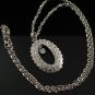 SN100 Elegant 26" Long Crystal Oval Silver Pendant Necklace Best Gift Idea