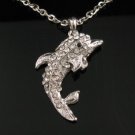 SN101 Elegant 26" Long  Crystal Dolphin Silver Pendant Necklace Best Gift Idea