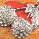 SN102 Elegant  Crystal Cherry Silver Pendant Necklace Best Gift Idea
