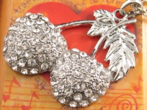 SN102 Elegant  Crystal Cherry Silver Pendant Necklace Best Gift Idea