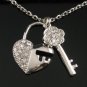 SN103 Elegant Crystal Heart Key Silver Pendant Necklace Best Gift Idea