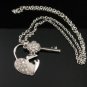 SN103 Elegant Crystal Heart Key Silver Pendant Necklace Best Gift Idea