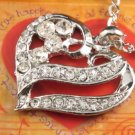 SN105 Elegant  Crystal Heart Silver Pendant Necklace Best Gift Idea