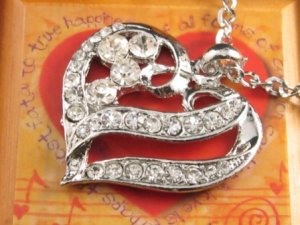 SN105 Elegant  Crystal Heart Silver Pendant Necklace Best Gift Idea