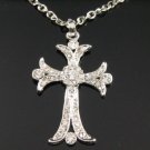 SN107 Elegant  Crystal Cross Silver Pendant Necklace Best Gift Idea