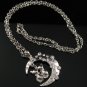SN108 Elegant Crystal Cat Moon Silver Pendant Necklace Best Gift Idea