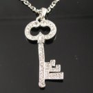 SN1013 Elegant Clear  Crystal Love Key Silver Pendant Necklace Best Gift Idea