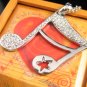 SN123 Elegant Crystal Silver Music Note Pendant Necklace Best Gift Idea