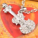 SN124 Elegant  Crystal Silver Guitar Pendant Necklace Best Gift Idea