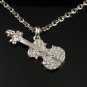 SN124 Elegant Crystal Silver Guitar Pendant Necklace Best Gift Idea
