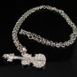 SN124 Elegant Crystal Silver Guitar Pendant Necklace Best Gift Idea