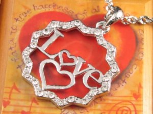 SN126 Elegant  Crystal I Love You Heart Silver Pendant Necklace Best Gift Idea