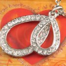 SN127 Elegant Crystal Double Pear Silver Pendant Necklace Best Gift Idea