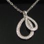 SN127 Elegant Crystal Double Pear Silver Pendant Necklace Best Gift Idea