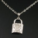 SN128 Elegant Austrian Crystal Heart Lock Silver Pendant Necklace Best Gift Idea