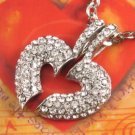 SN129 Elegant Crystal Silver Integrated Heart Pendant Necklace Best Gift Idea