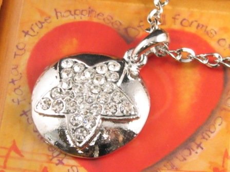 SN130 Elegant Crystal Silver Star Round Pendant Necklace Best Gift Idea