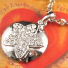 SN130 Elegant Crystal Silver Star Round Pendant Necklace Best Gift Idea