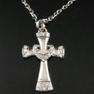 SN132 Elegant Crystal Silver Cross Pendant Necklace Best Gift Idea
