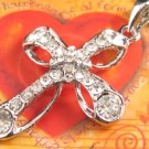 SN135 Elegant  Crystal Silver Cross Pendant Necklace Best Gift Idea
