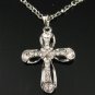 SN135 Elegant Crystal Silver Cross Pendant Necklace Best Gift Idea