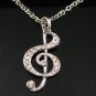 SN136 Elegant Crystal Silver Music Note Pendant Necklace Best Gift Idea