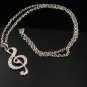 SN136 Elegant Crystal Silver Music Note Pendant Necklace Best Gift Idea