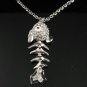 SN137 Elegant Crystal Silver Funky Fish Bone Pendant Necklace Best Gift Idea