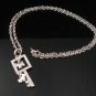 SN144 Elegant Crystal Key with Dog Charms Silver Pendant Necklace Best Gift Idea