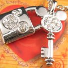 SN146 Elegant Crystal Key Lock Silver Pendant Necklace Best Gift Idea