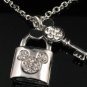 SN146 Elegant Crystal Key Lock Silver Pendant Necklace Best Gift Idea