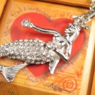 SN148 Elegant Crystal Mermaid Silver Pendant Necklace Best Gift Idea