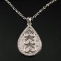 SN150 Elegant Crystal Pear Heart Silver Pendant Necklace Best Gift Idea