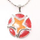 SN173 Elegant Red Orange Round Star Enamel Epxy Fashion Silver Pendant Necklace Best Gift Idea