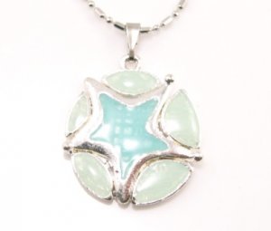 SN176 Elegant Blue Round Star Enamel Epoxy Fashion Silver Pendant Necklace Best Gift Idea