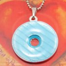 SN179 Elegant Blue Round Enamel Epoxy Fashion Silver Pendant Necklace Best Gift Idea
