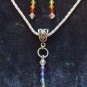 Silver Drop Chakra Reiki Necklace Pendant Earrings Set