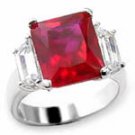 Rhodium Plated Ruby & Clear CZ Ring