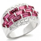 Rhodium Plated Rose Austrian Crystal Ring