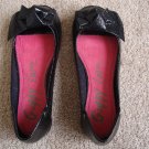 NEW patent black guppy love peeptoe flats 6